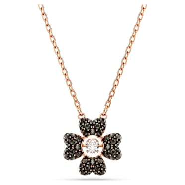 Pingente Idyllia, Trevo de quatro folhas, Preto, Acabamento em ouro rosa de 18 quilates - Swarovski, 5714901