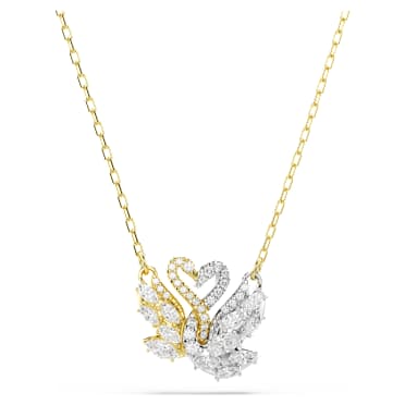 Pendente Swan, Cigno, Bianco, Placcato color oro - Swarovski, 5714934