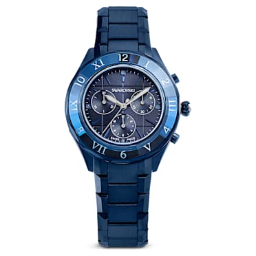 Dextera chrono watch, 39mm, Swiss Made, Metal bracelet, Blue, Blue finish - Swarovski, 5715457
