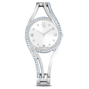 Hyperbola bangle watch, Swiss Made, Metal bracelet, Blue, Stainless steel - Swarovski, 5715463