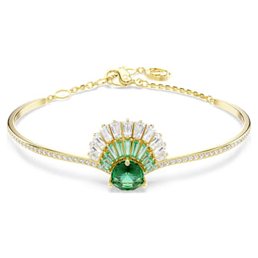 Idyllia 뱅글, 믹스 컷, 조개, 그린, 18K 골드 피니시 - Swarovski, 5715616
