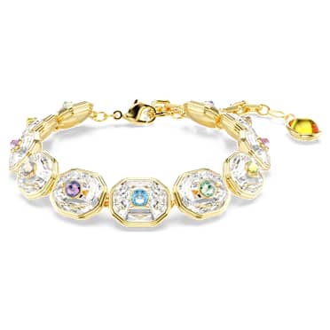 Bracelet Tennis Chroma, Taille octogonale, Multicolore, Placage de ton or - Swarovski, 5715800