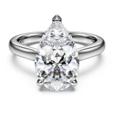 Eternity 單鑽戒指, 總重 4 克拉培育鑽石, 梨形, 18K 金（白色) - Swarovski, 5716159