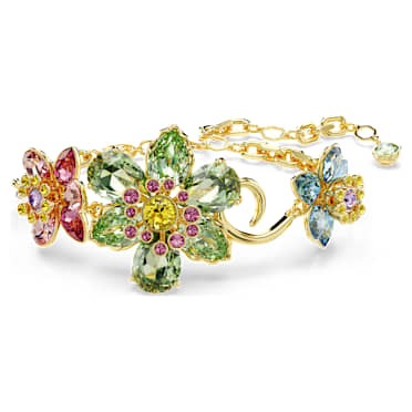 Idyllia bracelet, Mixed cuts, Flower, Multicolored, Gold-tone plated - Swarovski, 5717156