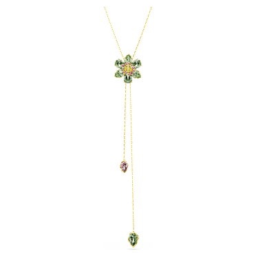 Idyllia Y pendant, Mixed cuts, Flower, Multicolored, 18K gold finish - Swarovski, 5717158