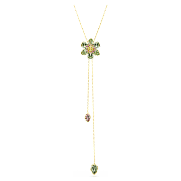 Idyllia Y pendant, Mixed cuts, Flower, Multicolored, Gold-tone plated - Swarovski, 5717158