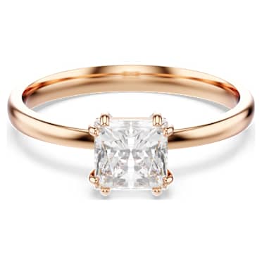 Anillo Attract, Talla cuadrada, Blanco, Acabado en oro rosa de 18 quilates - Swarovski, 5717551