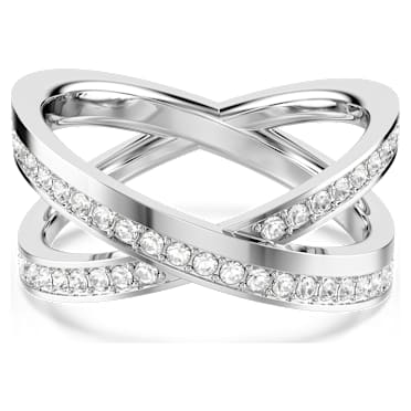 Anello Delta, Taglio Round, Bianco, Placcato rodio - Swarovski, 5717561
