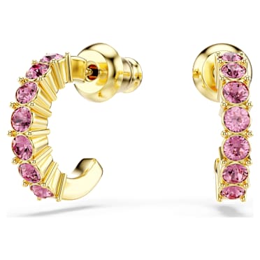 Mini Hoop Kreolen, Rundschliff, Rosa, Goldlegierungsschicht - Swarovski, 5717565