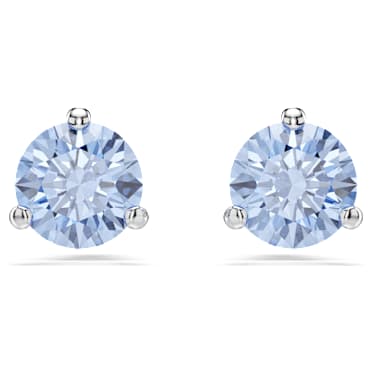 Solitaire Ohrstecker, Hellblau, Rhodiniert - Swarovski, 5717573
