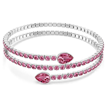 Twisty กำไลแบบ Cuff, ผสมผสานเหลี่ยมเจียระไนหลายหลายรูปแบบ, ชมพู, เคลือบโรเดียม - Swarovski, 5717576