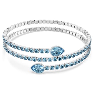 Twisty กำไลแบบ Cuff, ผสมผสานเหลี่ยมเจียระไนหลายหลายรูปแบบ, น้ำเงิน, เคลือบโรเดียม - Swarovski, 5717578