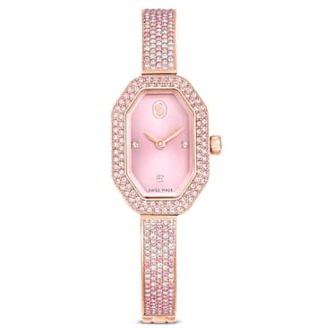 Dextera bangle watch, Swiss Made, Pink, Rose gold-tone plated - Swarovski, 5717588