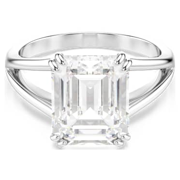 Pierścionek Stilla, Szlif ośmiokątny, Biały, Wykończenie w odcieniu srebra - Swarovski, 5717876