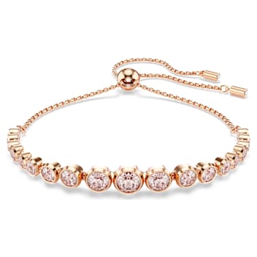 Imber Tennis bileklik, Karışık yuvarlak kesimler, Pembe, Pembe altın rengi kaplama - Swarovski, 5718204