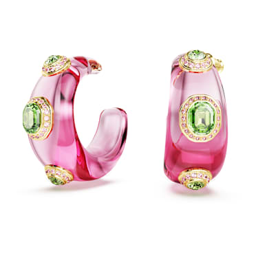 Cercei rotunzi Dulcis, Tăieturi mixte, Multicolori, Placat cu auriu - Swarovski, 5719112