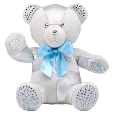 Pièce de collection Build-A-Bear Birthstone Bear, Habillée de cristaux Swarovski®, Ours en peluche, Mars, Bleu clair - Swarovski, 5719965