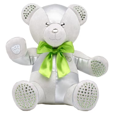 Build-A-Bear Birthstone Bear collectible, Featuring Swarovski® crystals, Teddy bear, August, Light green - Swarovski, 5719969