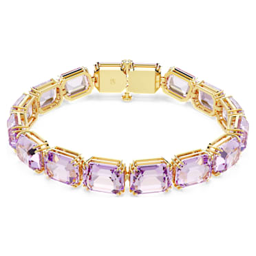 Millenia Tennis bracelet, Octagon cut, Purple, Gold-tone plated - Swarovski, 5720487