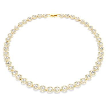 Una Angelic Tennis necklace, Round cut, White, Gold-tone plated - Swarovski, 5720505