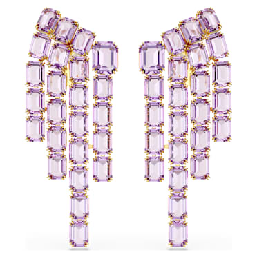 ต่างหูหนีบ Millenia, เหลี่ยมเจียระไน Octagon, ม่วงอมแดง, เคลือบโทนสีทอง - Swarovski, 5720837