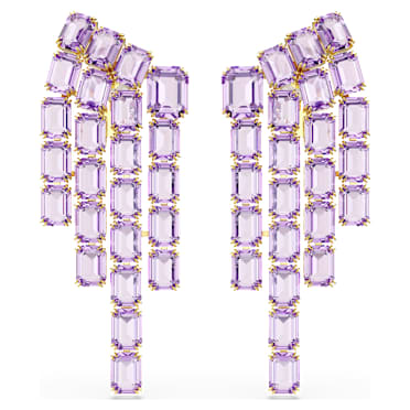 Millenia 클립 이어링, 옥타곤 컷, 샹들리에, 퍼플, 18K 골드 피니시 - Swarovski, 5720837