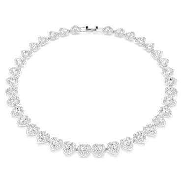 Ariana Grande x Swarovski Tennis Halskette, Verschiedene Schliffe, Herz, Weiß, Rhodiniert - Swarovski, 5720857