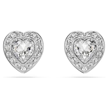 Ariana Grande x Swarovski ต่างหูเม็ดเดี่ยว, ผสมผสานเหลี่ยมเจียระไนหลายหลายรูปแบบ, หัวใจ, ขาว, เคลือบโรเดียม - Swarovski, 5720859
