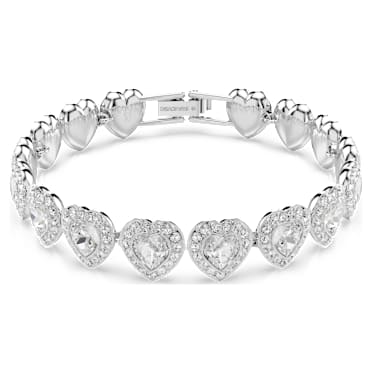 Ariana Grande x Swarovski Tennis Armband, Verschiedene Schliffe, Herz, Weiß, Rhodiniert - Swarovski, 5720860