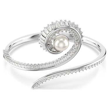 Ariana Grande x Swarovski กำไล, Crystal Pearl, เหลี่ยมเจียระไน Baguette, ขาว, เคลือบโรเดียม - Swarovski, 5720863