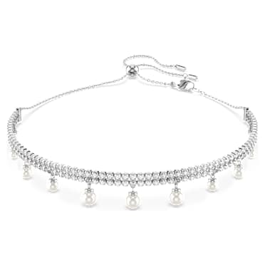 Ariana Grande x Swarovski โชคเกอร์, มุกคริสตัล, เจียระไนทรงกลม, ขาว, เคลือบโรเดียม - Swarovski, 5720865
