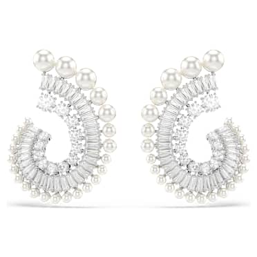 Ariana Grande x Swarovski Drop-Ohrhänger, Kristallperle, Verschiedene Schliffe, Weiß, Rhodiniert - Swarovski, 5720869