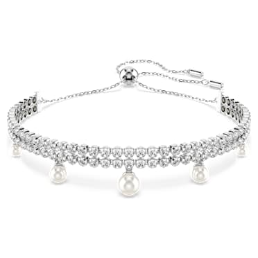 Ariana Grande x Swarovski สร้อยข้อมือ, มุกคริสตัล, เจียระไนทรงกลม, ขาว, เคลือบโรเดียม - Swarovski, 5720870