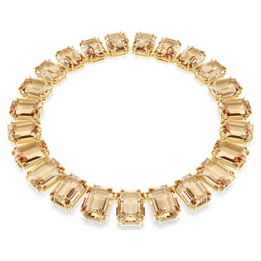 Millenia Tennis necklace, Oversized crystals, Octagon cut, Caramel, Gold-tone plated - Swarovski, 5720911