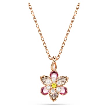 Idyllia pendant, Mixed cuts, Flower, Multicolored, Rose gold-tone plated - Swarovski, 5722102