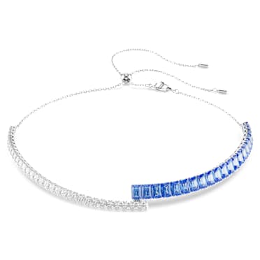 Matrix choker, Mixed cuts, Blue, Rhodium plated - Swarovski, 5722464