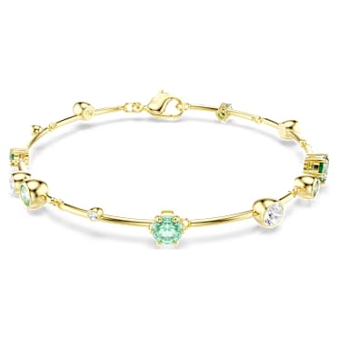 Constella bracelet, Mixed cuts, Green, Gold-tone plated - Swarovski, 5722478