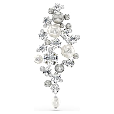Constella 브로치, 크리스털 펄, 라운드 컷, 화이트, 로듐 플래팅 - Swarovski, 5722516