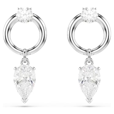 Mesmera 水滴形耳環, 混合式切割, 白色, 鍍白金色 - Swarovski, 5723177