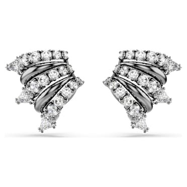 Sublima 扣式耳環, 白色, 鍍黑鉻色 - Swarovski, 5723186