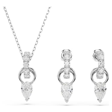 Mesmera 세트, 피어 컷, 라운드 컷, 화이트, 로듐 플래팅 - Swarovski, 5723197