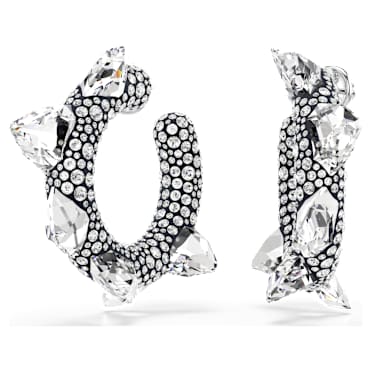 Sublima 大圈耳環, 尖刺, 白色, 鍍白金色 - Swarovski, 5723287