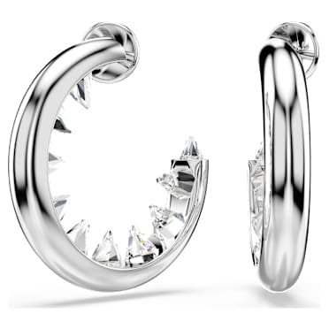 Sublima 大圈耳環, 白色, 鍍白金色 - Swarovski, 5723288