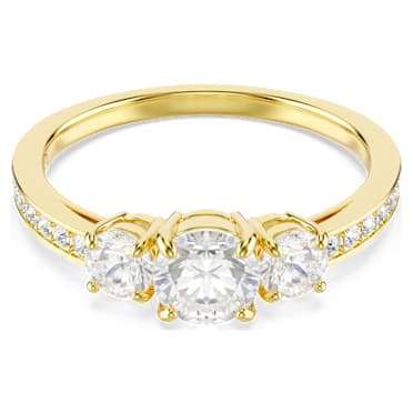 Stilla Attract リング, ラウンドカット, ホワイト, ゴールドトーン・プレーティング - Swarovski, 5723291