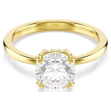 Anillo de cóctel Stilla, Talla redonda, Blanco, Acabado en oro de 18 quilates - Swarovski, 5723330
