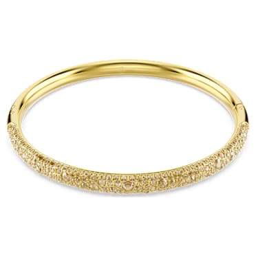Sublima bangle, Snow pavé, White, Gold-tone plated - Swarovski, 5723336