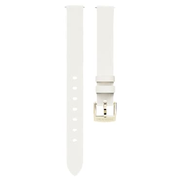 Watch strap, 12 mm (0.47") width, Leather, White, Champagne gold-tone finish - Swarovski, 5723413