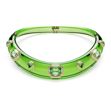 Dulcis choker, Mixed cuts, Green, 18K gold finish - Swarovski, 5723510