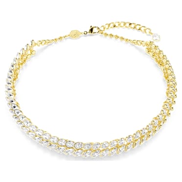 Idyllia choker, Oval cut, White, Gold-tone plated - Swarovski, 5723541