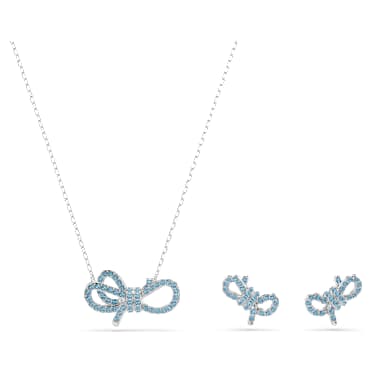 Lifelong Bow set, Bow, Blue, Rhodium plated - Swarovski, 5723554
